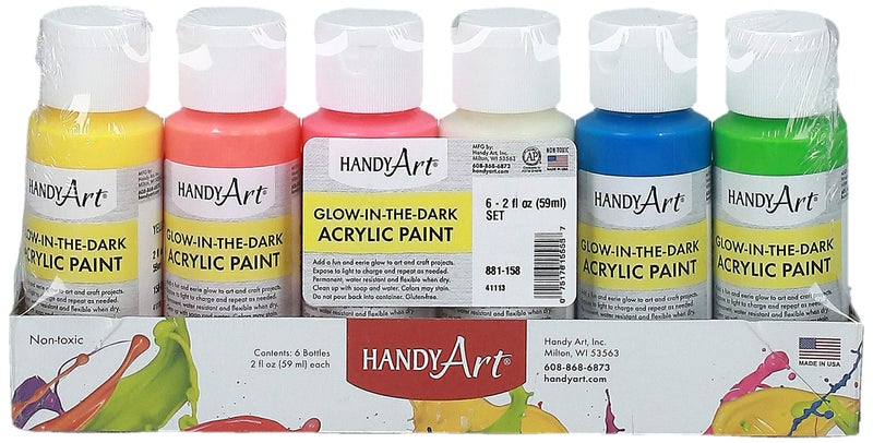 Handy Art 6 color - 2 ounce Glow in the Dark Acrylic Paint Set - Image 1